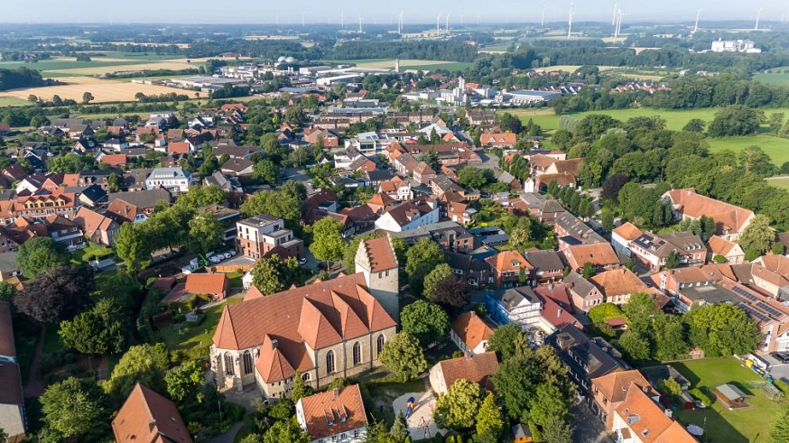 ein Luftaufnahme von Schöppingen ist zu sehen