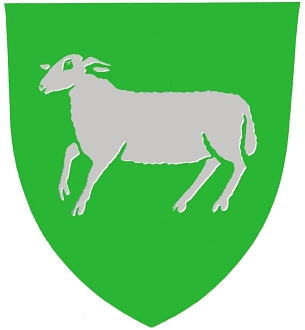 Das Logo zeigt ein silbernes schreitendes Schaf auf grünem Hintergrund